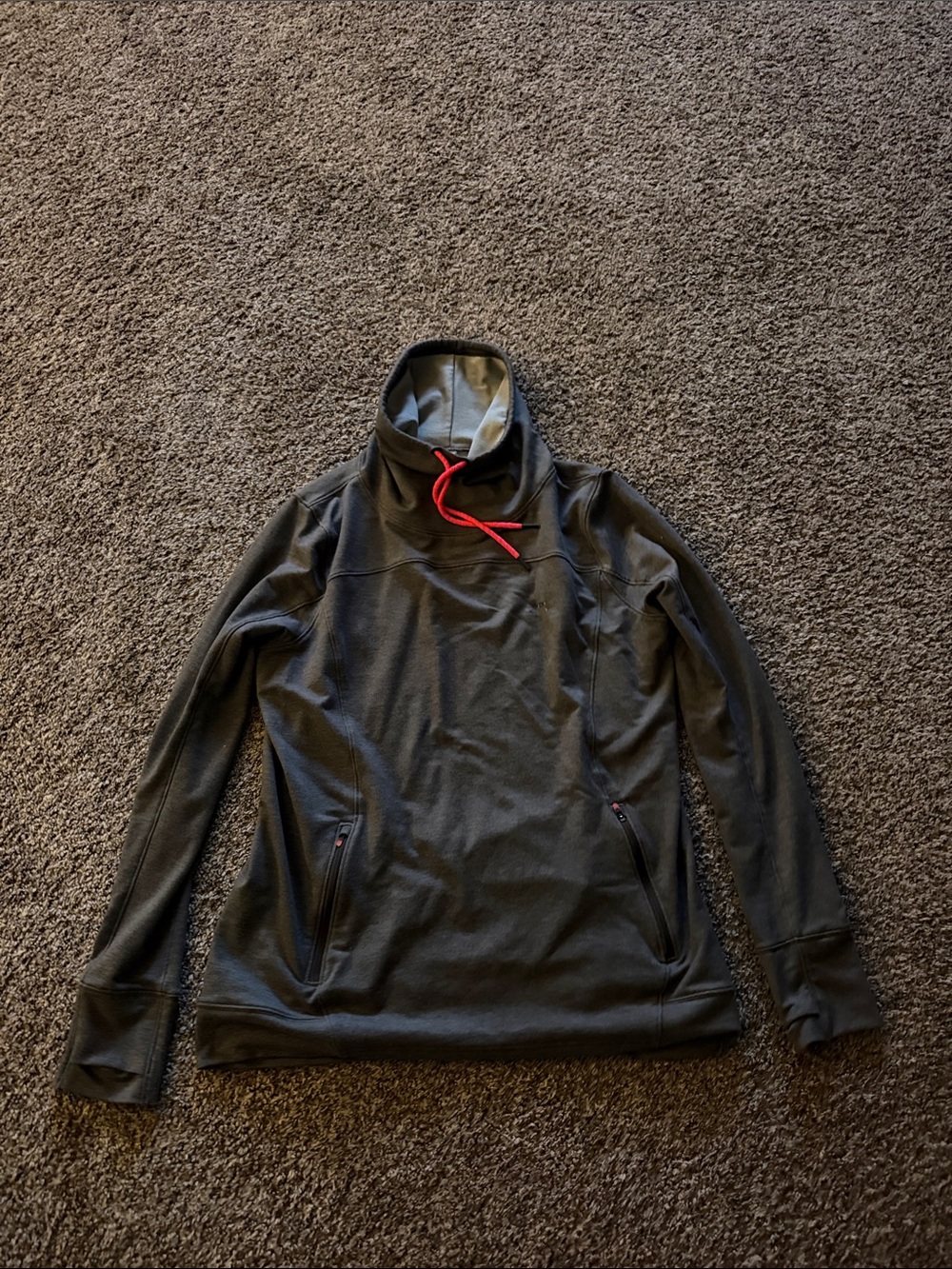 Women’s Grey Pullover Funnel Neck Jacket with Pink Drawcord